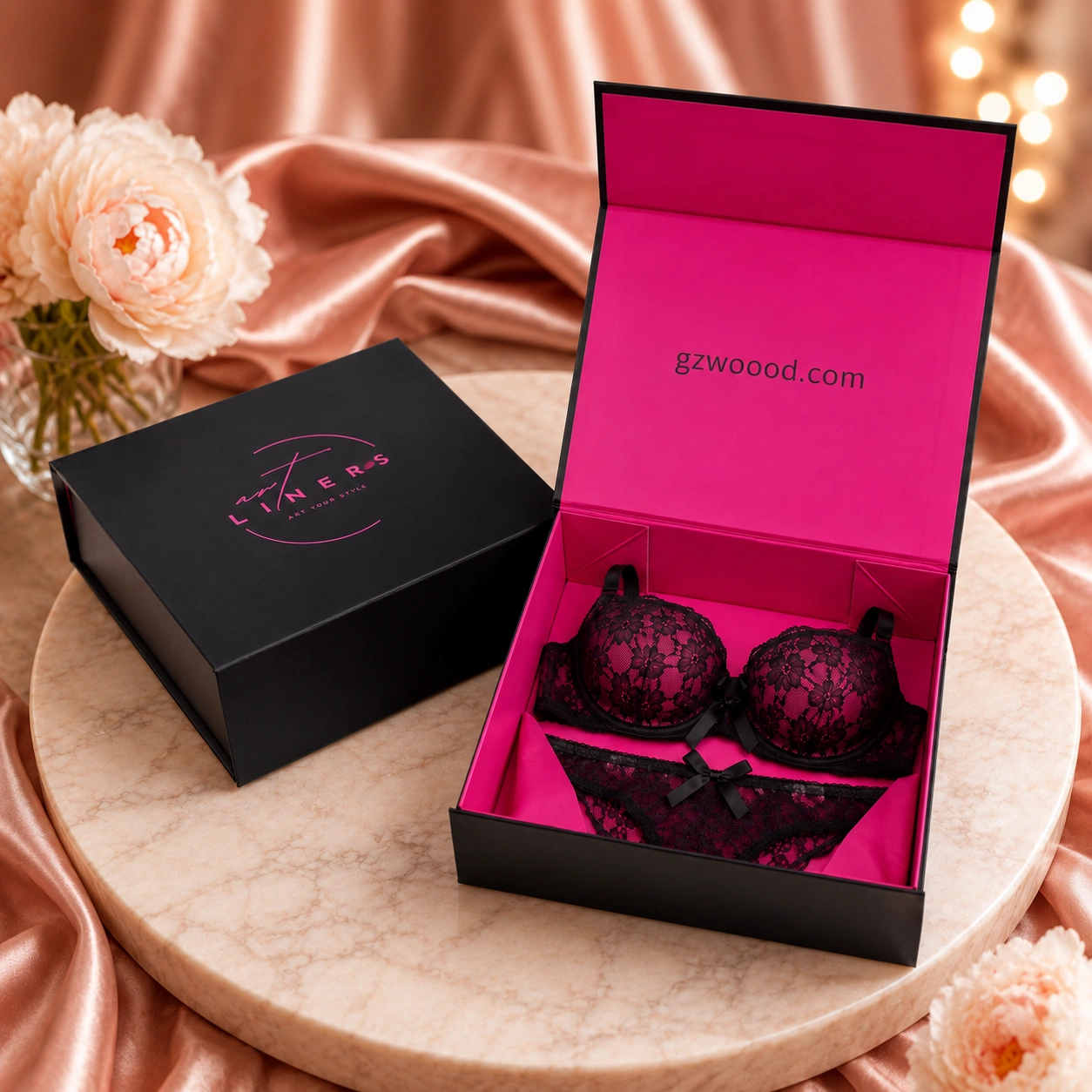 Luxury magnetic gift box for lingerie and apparel packaging