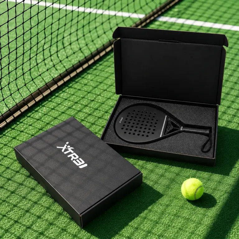 Mailer padel racket box with custom foam insert