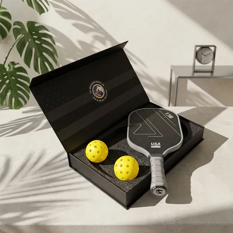 Custom pickleball paddle packaging box with foam insert and pickleballs